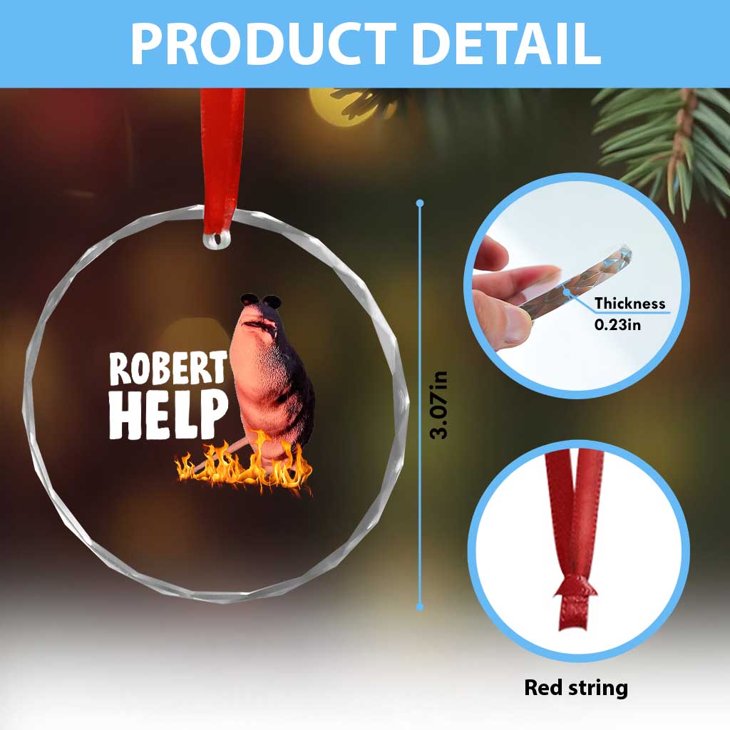 Marcus The Worm Crystal Glass Ornament Funny Brainrot Meme Robert Help TS10 Print Your Wear