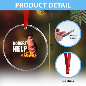 Marcus The Worm Crystal Glass Ornament Funny Brainrot Meme Robert Help TS10 Print Your Wear