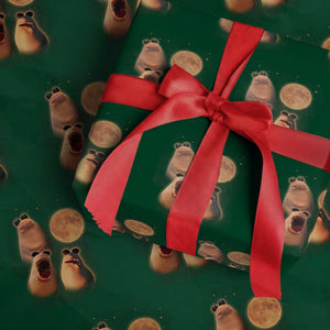 Marcus The Worm Meme Wrapping Paper Roll Funny Howling At Moon TS14 Green Print Your Wear