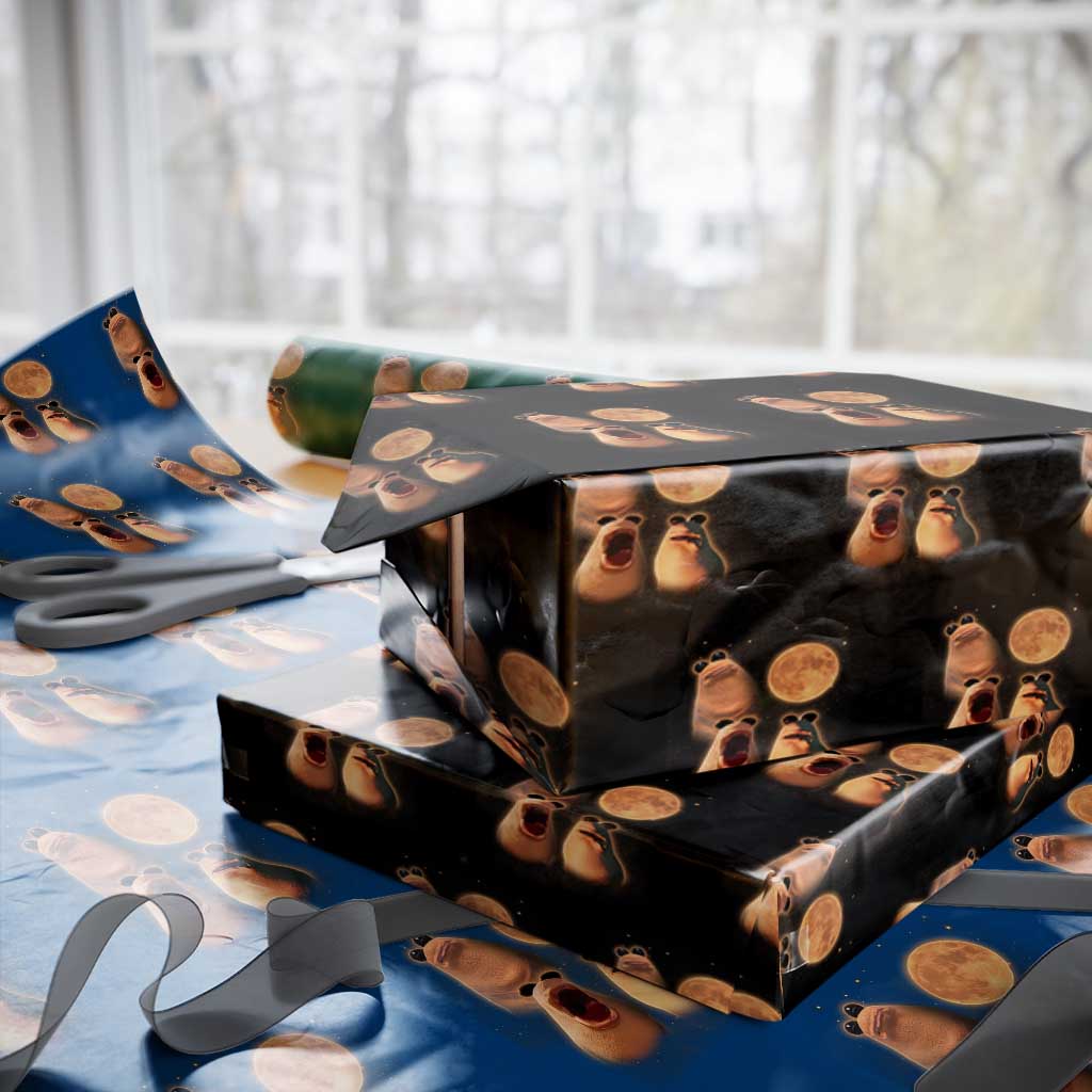 Marcus The Worm Meme Wrapping Paper Roll Funny Howling At Moon TS14 Black Print Your Wear