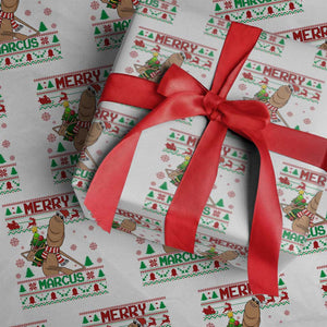 Marcus The Worm Christmas Meme Wrapping Paper Roll Funny Brain Rot Xmas TS14 White Print Your Wear