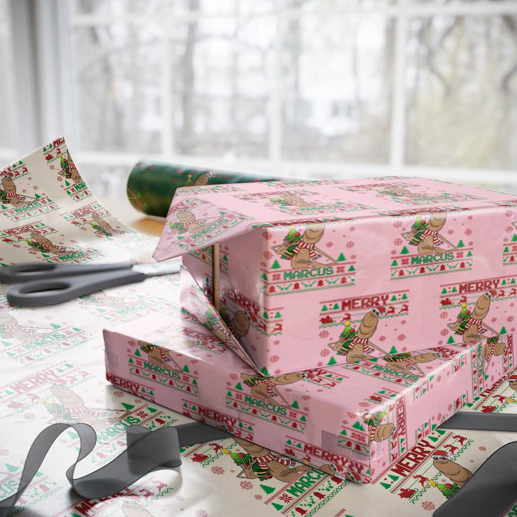 Marcus The Worm Christmas Meme Wrapping Paper Roll Funny Brain Rot Xmas TS14 Light Pink Print Your Wear
