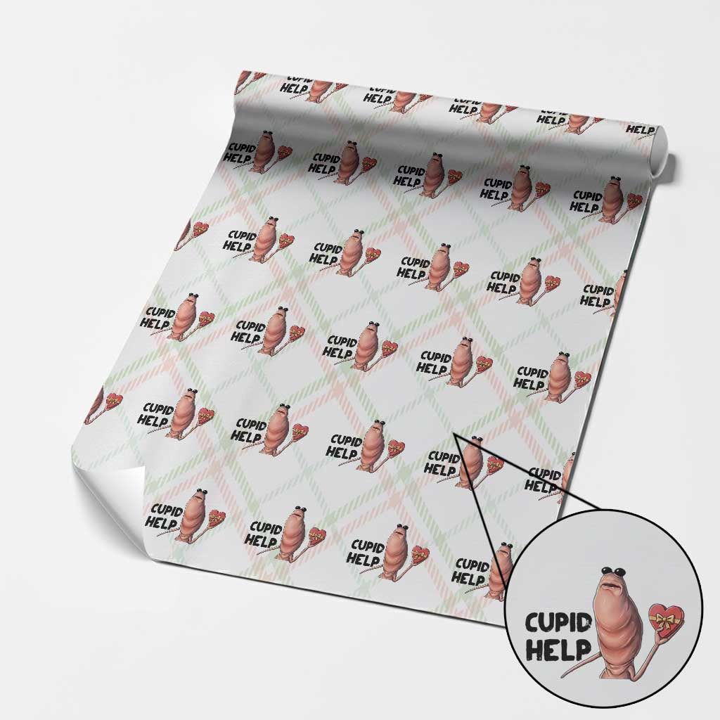 Marcus The Worm Valentine Meme Wrapping Paper Roll Cupid Help TS14 Christmas Plaid Print Your Wear