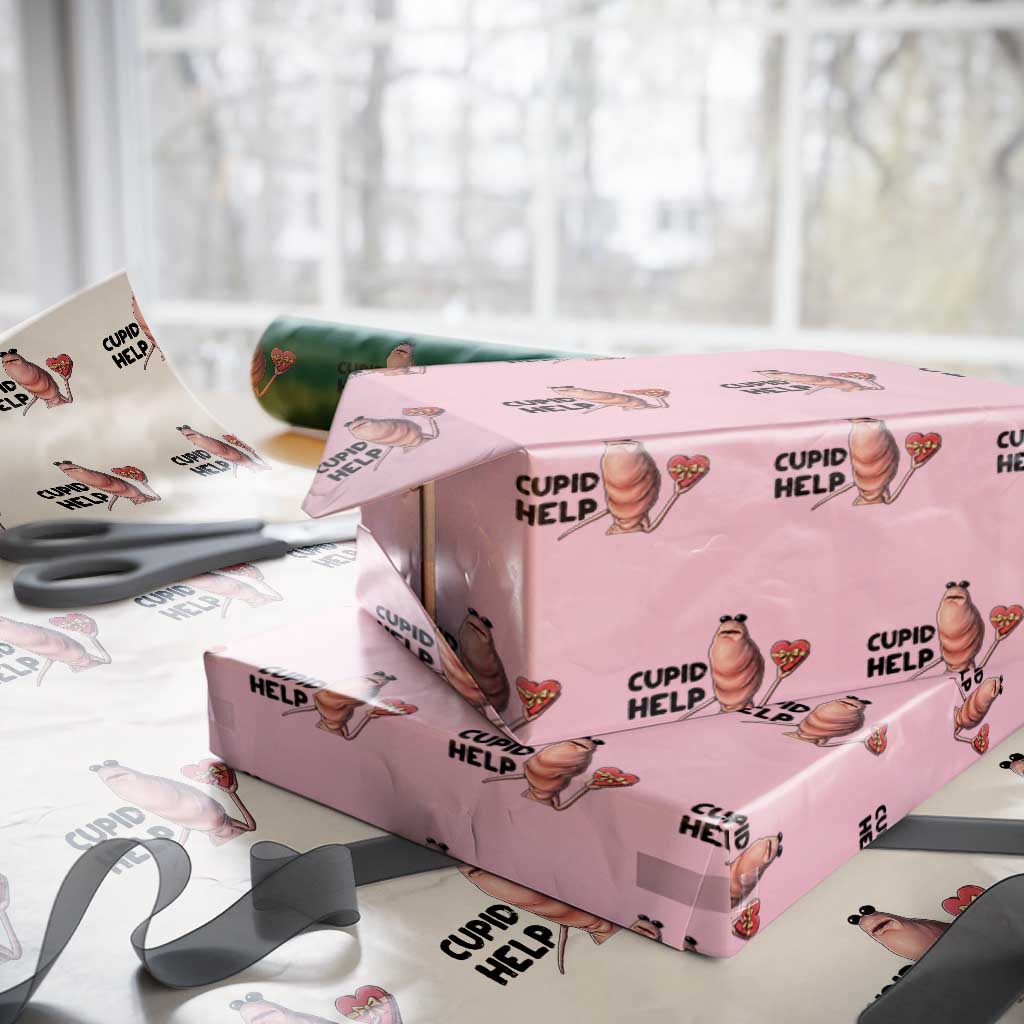Marcus The Worm Valentine Meme Wrapping Paper Roll Cupid Help TS14 Light Pink Print Your Wear