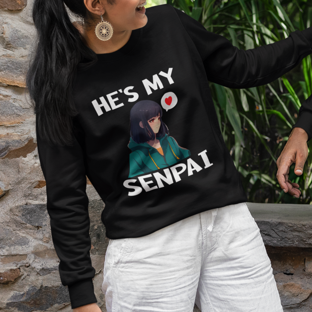 Valentine's Day Couple Matching Sweatshirt He's My Senpai Funny Anime Girlfriend TS09 Printyourwear