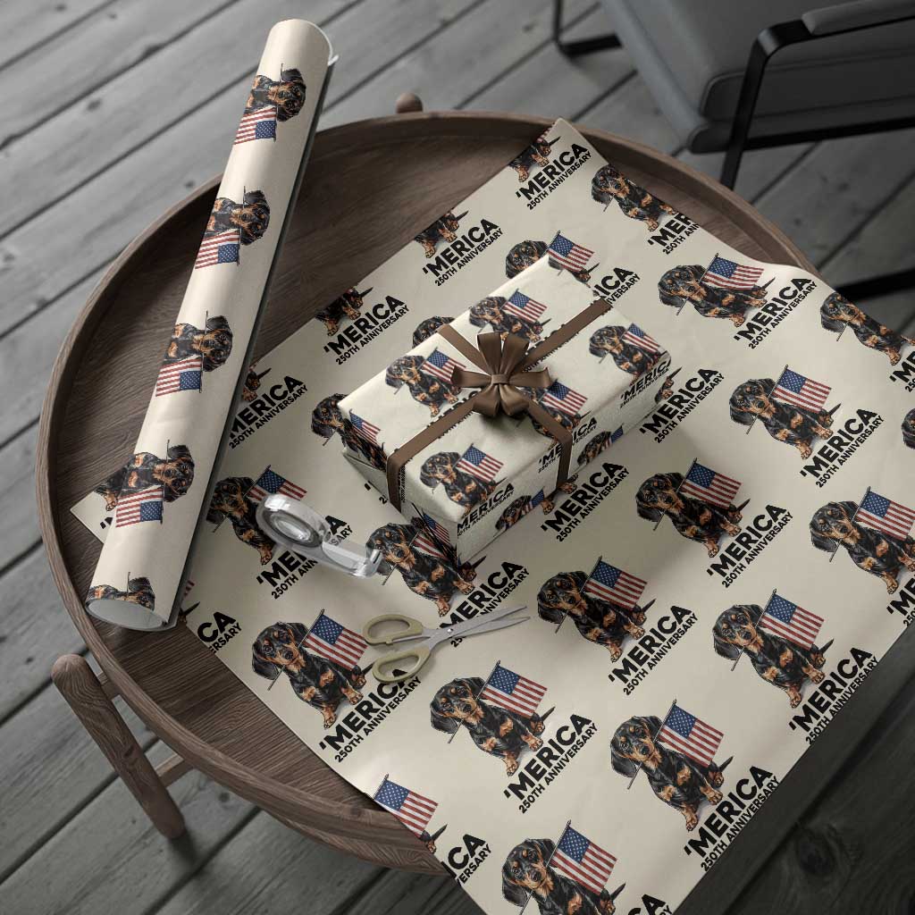 Merica Dachshund Lover Wrapping Paper Roll 250th Anniversary Gift TS12 Beige Print Your Wear