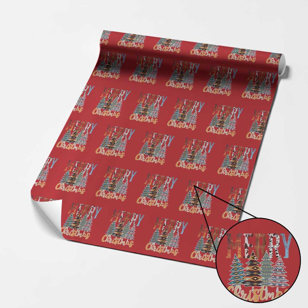 Merry Christmas Native American Xmas Tree Wrapping Paper Roll TS11 Red Print Your Wear
