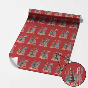 Merry Christmas Native American Xmas Tree Wrapping Paper Roll TS11 Red Print Your Wear