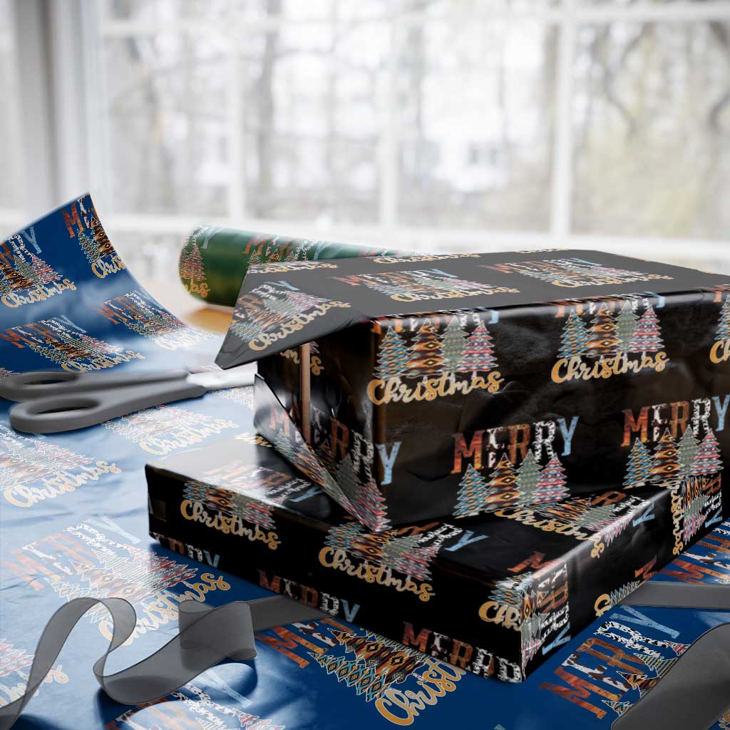 Merry Christmas Native American Xmas Tree Wrapping Paper Roll TS11 Black Print Your Wear