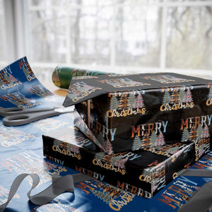 Merry Christmas Native American Xmas Tree Wrapping Paper Roll TS11 Black Print Your Wear