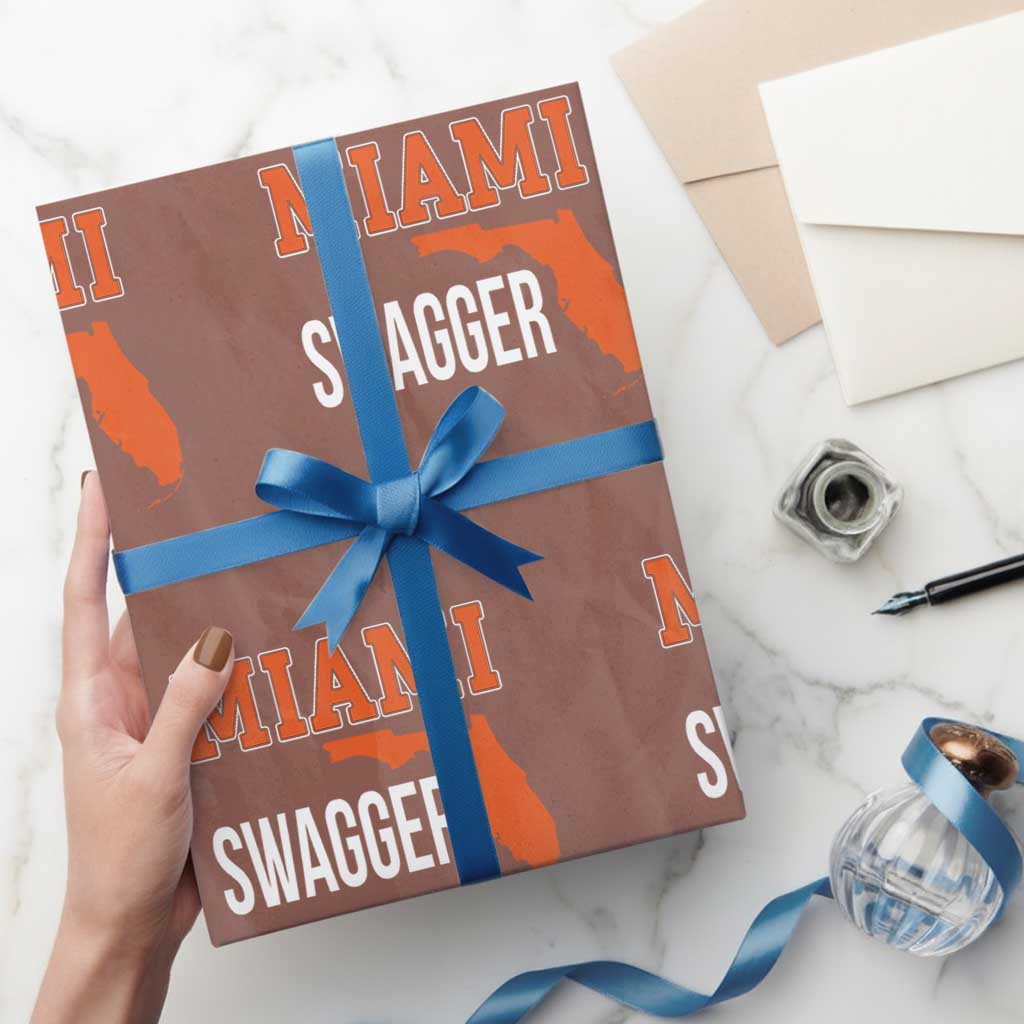 Miami Swagger Pride Wrapping Paper Roll Florida State Map Local Love TS02 Mocha Print Your Wear