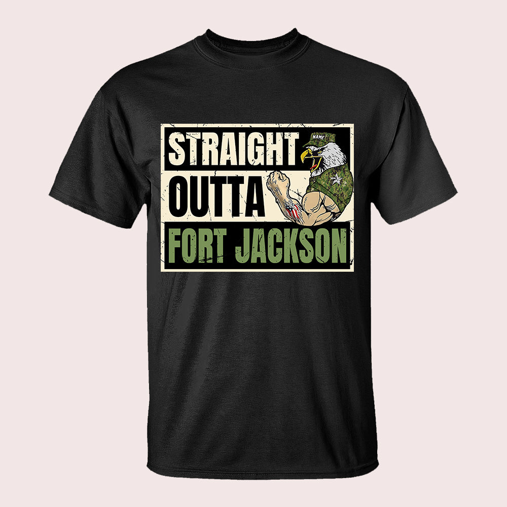 Personalized Veteran T Shirt Straight Outta Military Base CTM Youth Custom - Printyourwear