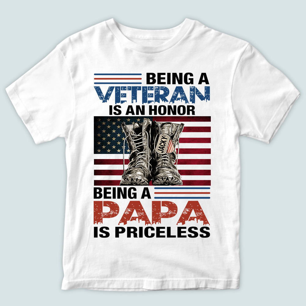 Personalized Veteran T Shirt Being A Veteran Is An Honor Being A Papa Is Priceless CTM Youth Custom - Printyourwear