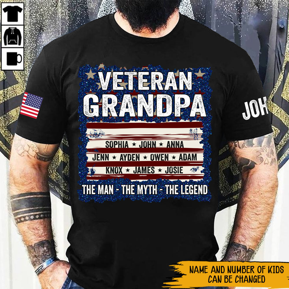 Personalized Veteran T Shirt Veteran Grandpa The Man The Myth The Legend CTM Youth Custom - Printyourwear