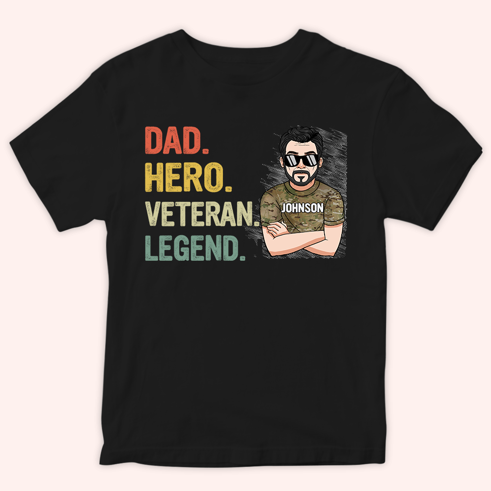 Personalized Veteran T Shirt Dad Hero Veteran Legend, Gift for Fathers Day CTM Youth Custom - Printyourwear