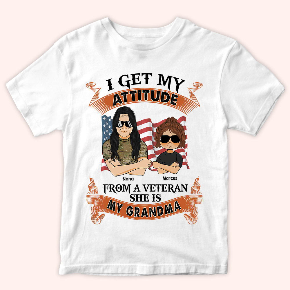 Personalized Veteran T Shirt I Get My Attitude From A Veteran CTM Youth Custom - Printyourwear