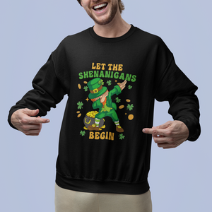 Funny St. Patricks Day Sweatshirt Let The Shenanigans Begin Dabbing Leprechaun TS02 Printyourwear