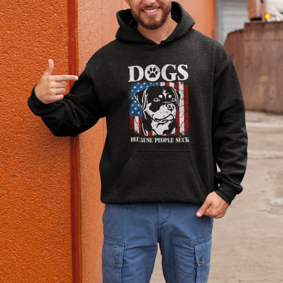 Funny Labrador Hoodie Dogs Because People Suck Lab Lover American Flag TS02 Printyourwear