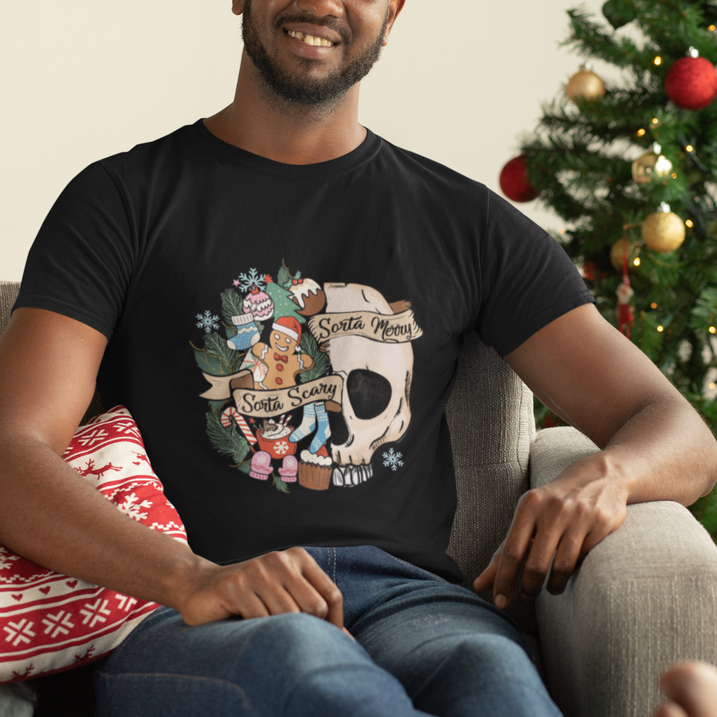 Skull Christmas T Shirt Sorta Scary Sorta Merry TS02 Printyourwear