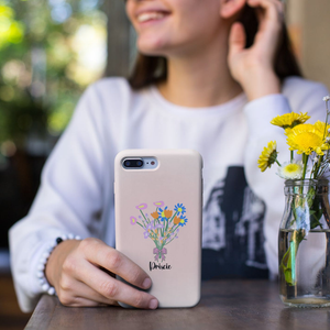 Custom Floral Phone Case Personalized Your Name With Flower Language Keyboard CTM02 Custom - Printyourwear