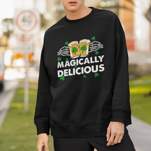 Funny St. Patricks Day Drinking Sweatshirt Magically Delicious Beers Cheer Skeleton Hands TS02 Printyourwear