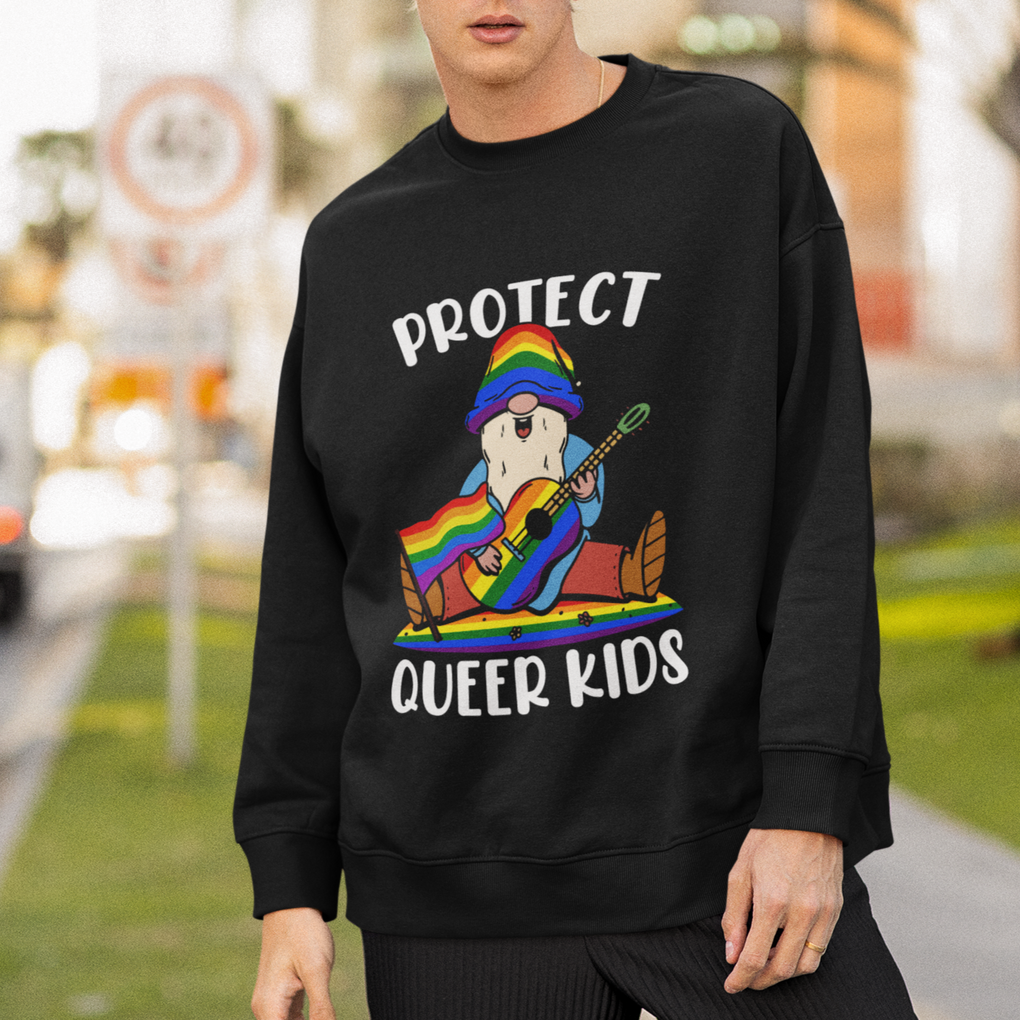 Protect Queer Kids Sweatshirt Gnome Ally LGBT Pride History Month Support TS02 Printyourwear