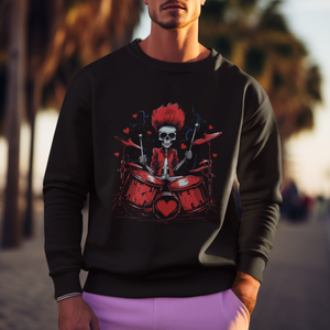 Valentine's Day Sweatshirt Cool Skeleton Drummer Rock Lover TS09 Printyourwear