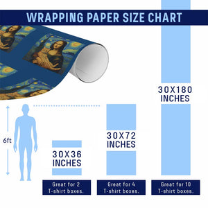 Mona Lisa Cat Starry Night Wrapping Paper Roll TS14 Print Your Wear