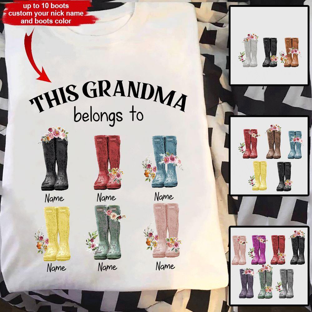 Personalized T Shirt This Grandma Belongs To Gardening Boots CTM Youth Custom - Printyourwear