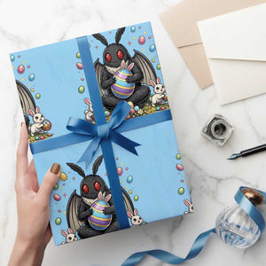Mothman Easter Bunny Wrapping Paper Roll Funny West Virginia Cryptid Lover Gift TS12 Light Blue Print Your Wear