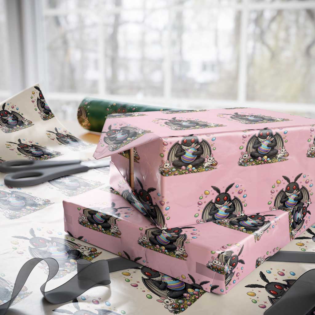 Mothman Easter Bunny Wrapping Paper Roll Funny West Virginia Cryptid Lover Gift TS12 Light Pink Print Your Wear