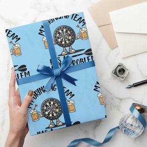 My Drinking Team Has A Darts Problem Wrapping Paper Roll Funny Darts Player Team TS12 Light Blue Print Your Wear