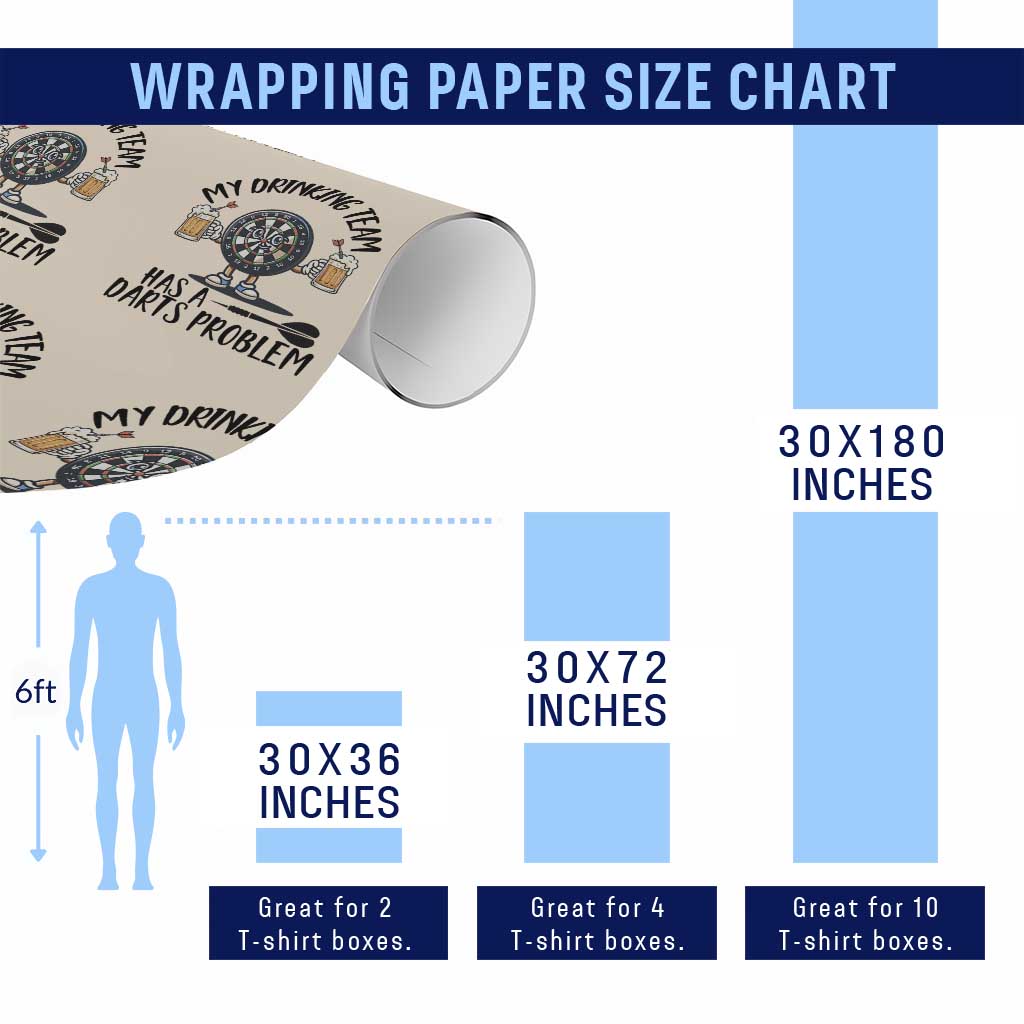 My Drinking Team Has A Darts Problem Wrapping Paper Roll Funny Darts Player Team TS12 Print Your Wear