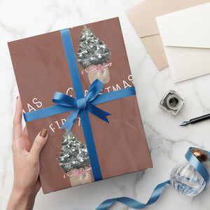 My First Christmas Wrapping Paper Roll Baby's First Holiday Xmas Tree Bow TS10 Mocha Print Your Wear