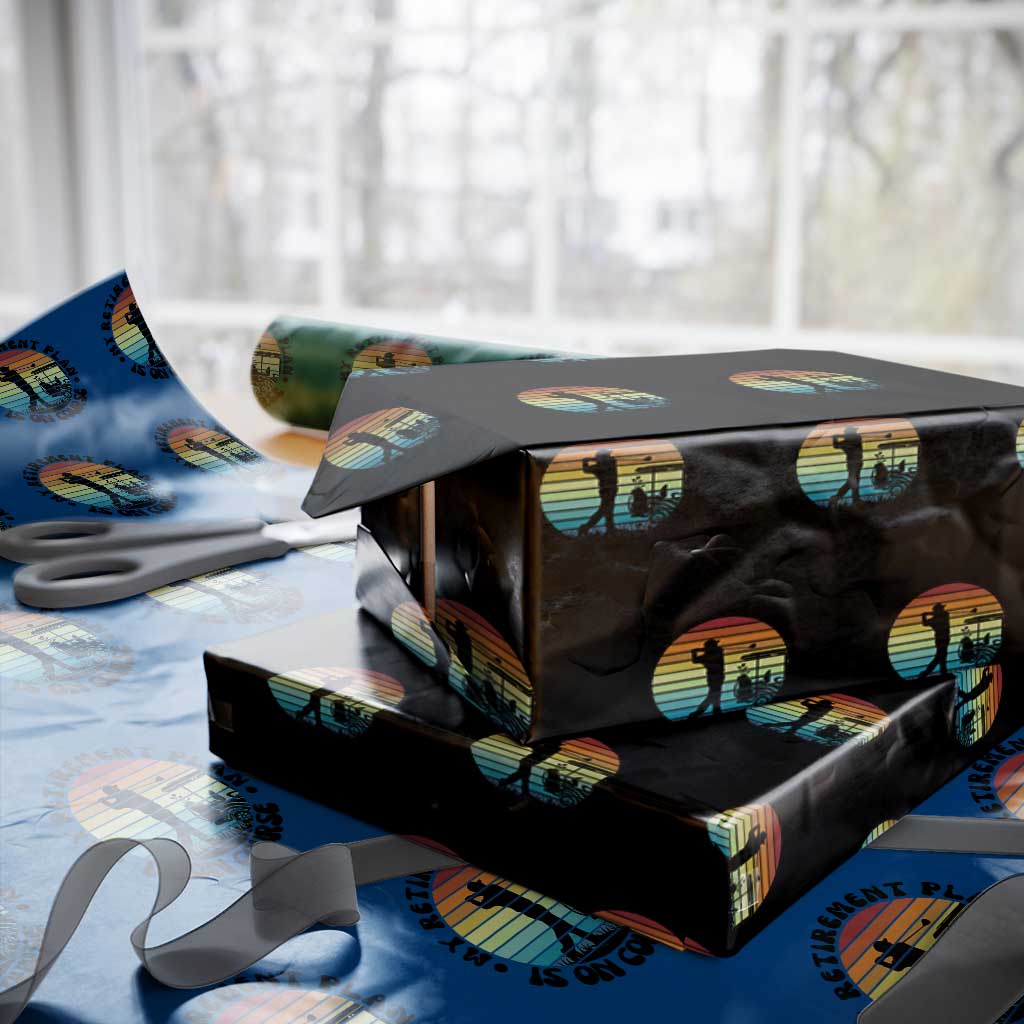 My Retirement Plan Is On Course Wrapping Paper Roll Retired Golfer Gift TS12 Black Print Your Wear