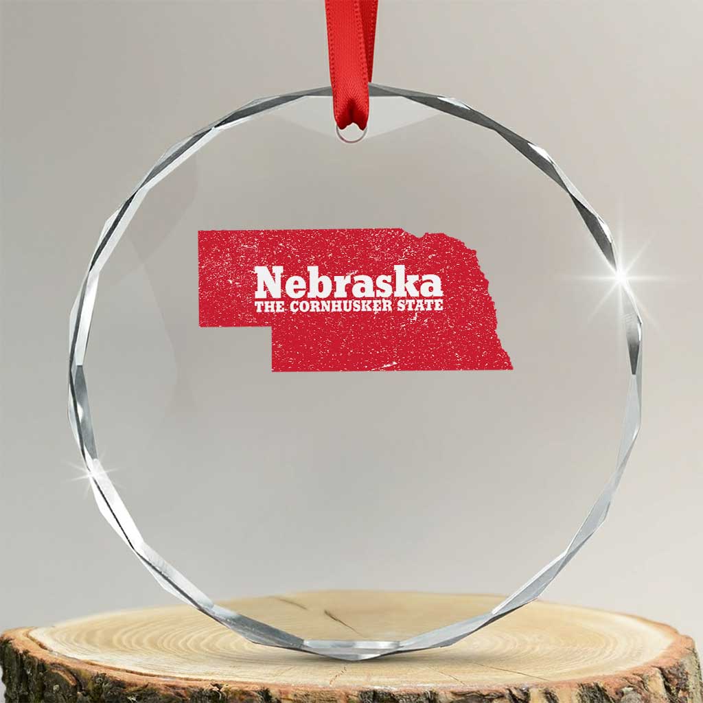 Nebraska The Cornhusker State Crystal Glass Ornament Distressed NE State Map