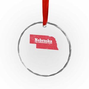 Nebraska The Cornhusker State Crystal Glass Ornament Distressed NE State Map