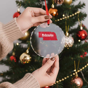 Nebraska The Cornhusker State Crystal Glass Ornament Distressed NE State Map
