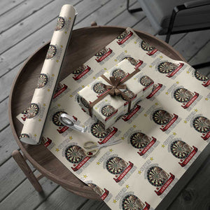 Never Underestimate An Old Man Plays Darts Wrapping Paper Roll Gothic Darts Player TS12 Beige Print Your Wear