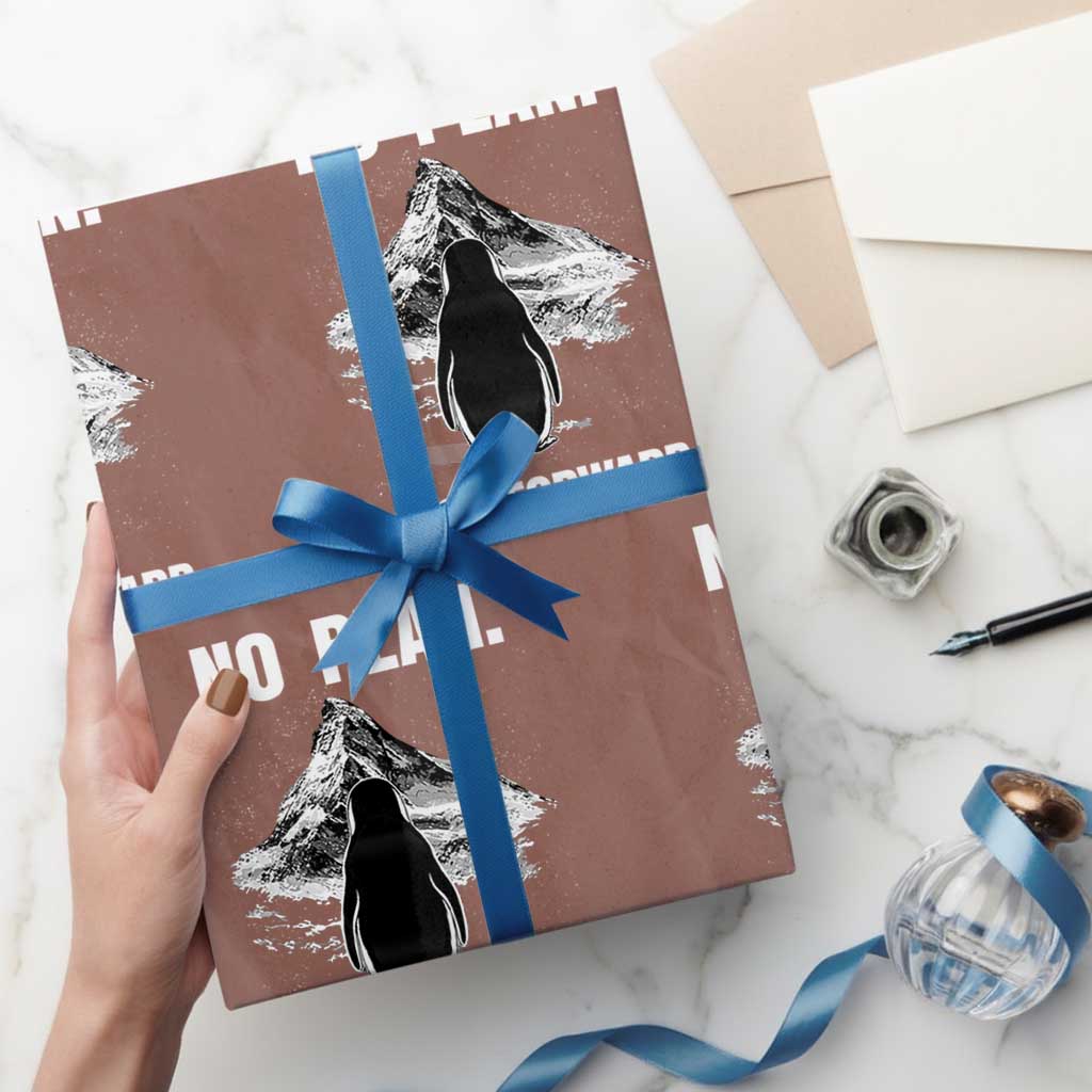 Nihilist Penguin Hiking Meme Wrapping Paper Roll No Plan Just Forward TS14 Mocha Print Your Wear