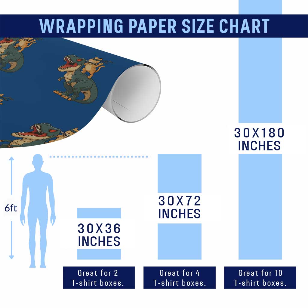 Ninja Cat Riding Dinosaur Wrapping Paper Roll TS14 Print Your Wear