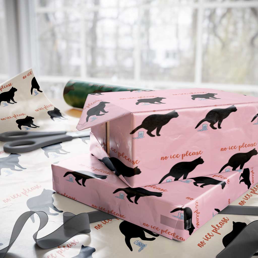 No Ice Please Wrapping Paper Roll Funny Cat Abolish ICE Meme TS14 Light Pink Print Your Wear