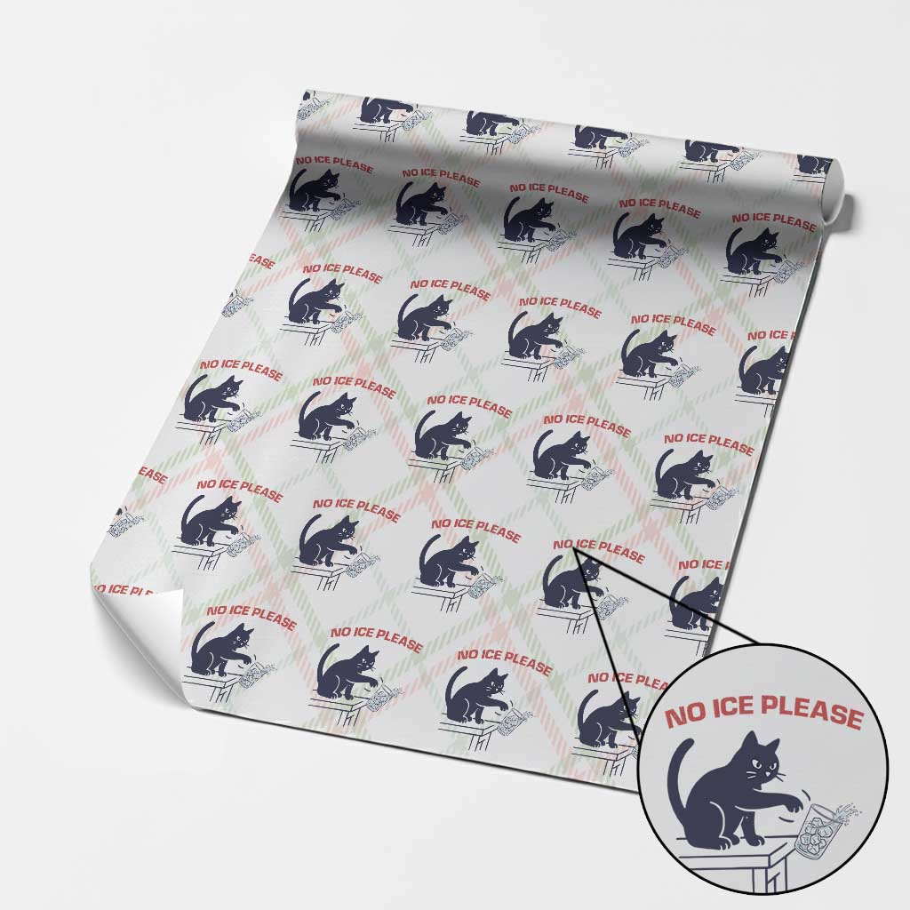 No Ice Please Wrapping Paper Roll Funny Cat Anti ICE Meme TS14 Christmas Plaid Print Your Wear