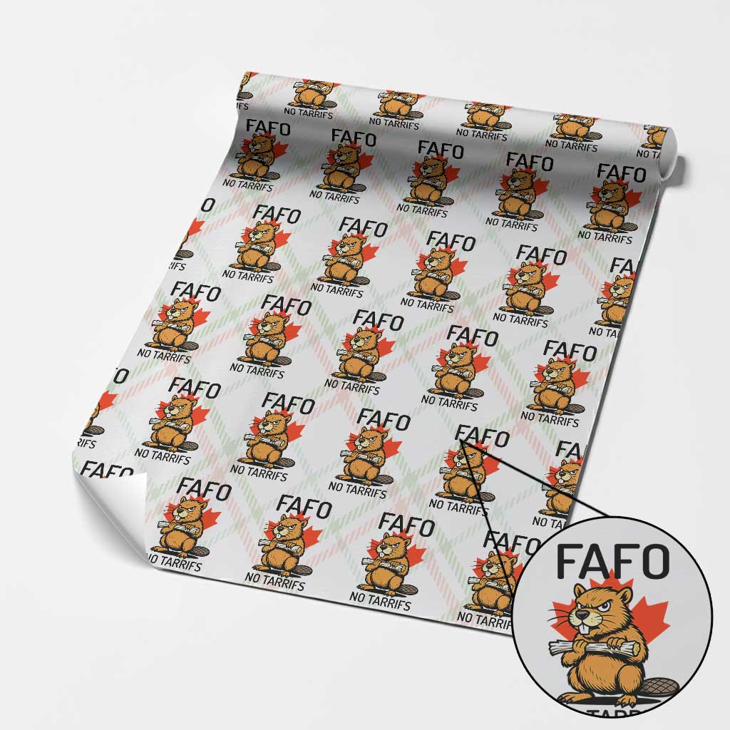 No Tariffs Canada Wrapping Paper Roll Never 51st State Canadian Beaver TS02 Christmas Plaid Print Your Wear