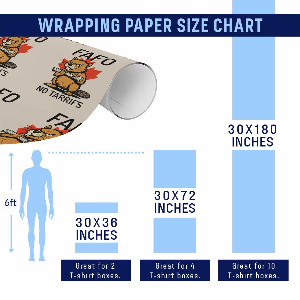 No Tariffs Canada Wrapping Paper Roll Never 51st State Canadian Beaver TS02 Print Your Wear