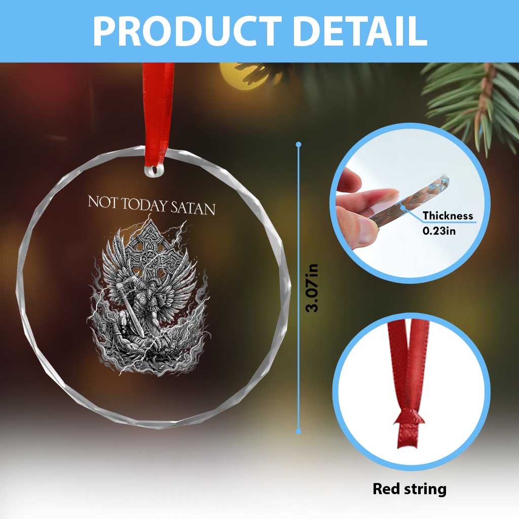 Not Today Satan Crystal Glass Ornament Saint Michael Fights Evil TS12 Print Your Wear