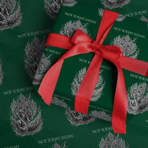 Not Today Satan Wrapping Paper Roll Saint Michael Fights Evil TS12 Green Print Your Wear