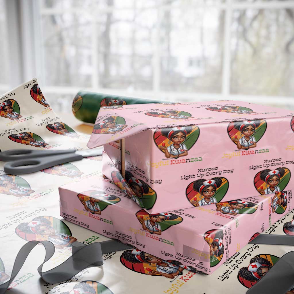 Nurses Light Up Everyday Wrapping Paper Roll Joyful Kwanzaa Celebration Gift TS12 Light Pink Print Your Wear