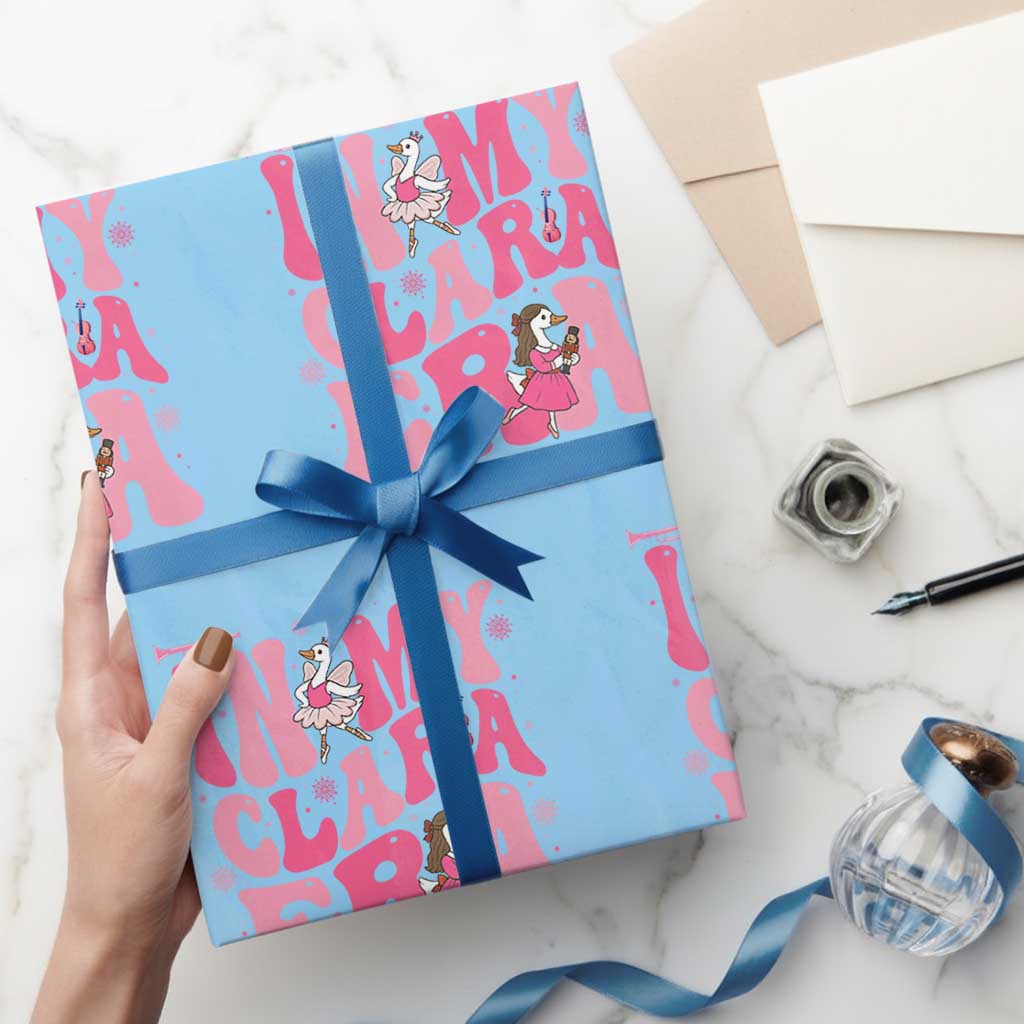 Nutcracker Goose Ballet Wrapping Paper Roll In My Clara Era TS14 Light Blue Print Your Wear
