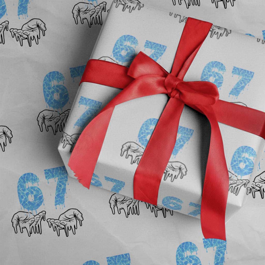 Ocean Water Wave Effect Printed Wrapping Paper Roll Six Seven Meme TS12 White Print Your Wear